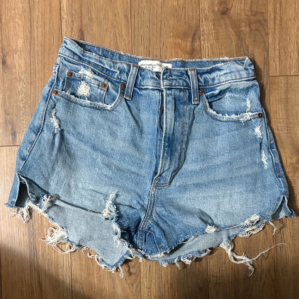 Abercrombie & Fitch Light Blue Distressed Jean Shorts